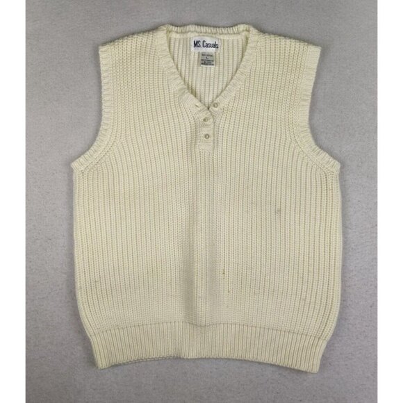 Ms Casuals Vintage Sweater Size Large Vest Ivory White Sleeveless - Picture 2 of 12